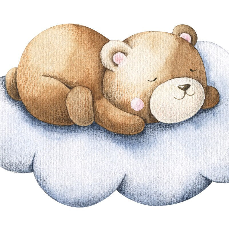 Cute Animals Wall Decal, Sleeping Animals Clouds Moon and Stars Wall Decal, Woodland Forest Animals Wall Decal Kids Nursery Baby Room Decor