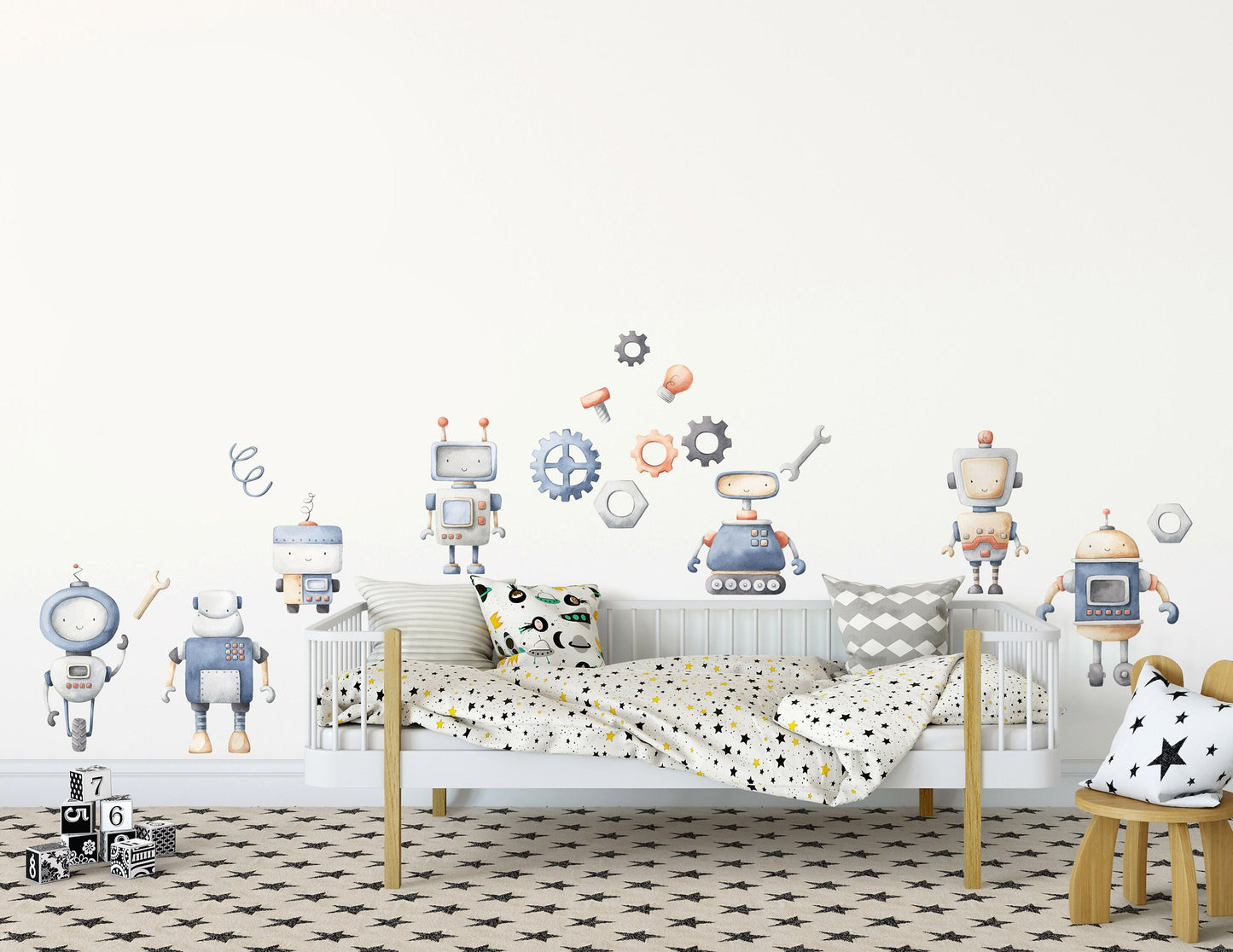 Robots Wall Decal, Robots Wall Sticker, Robots Wall Decor, Robotics Wall Decal for Kids Nursery Room Playroom Wall Decal