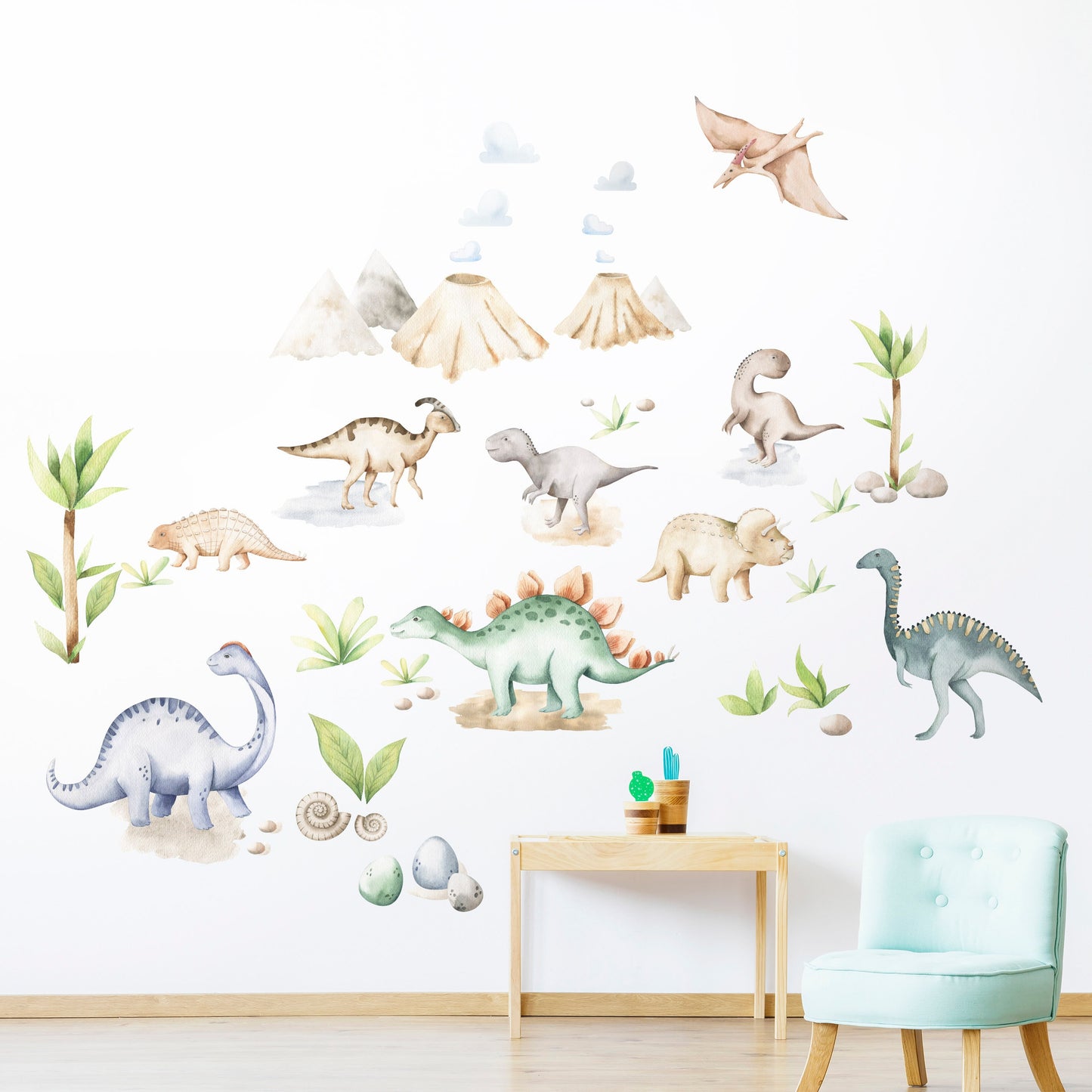 Autocollant mural dinosaures, autocollant mural dinosaures, décoration murale de chambre d'enfant dinosaures, autocollant pour chambre d'enfant, autocollant mural pour salle de jeux dinosaures