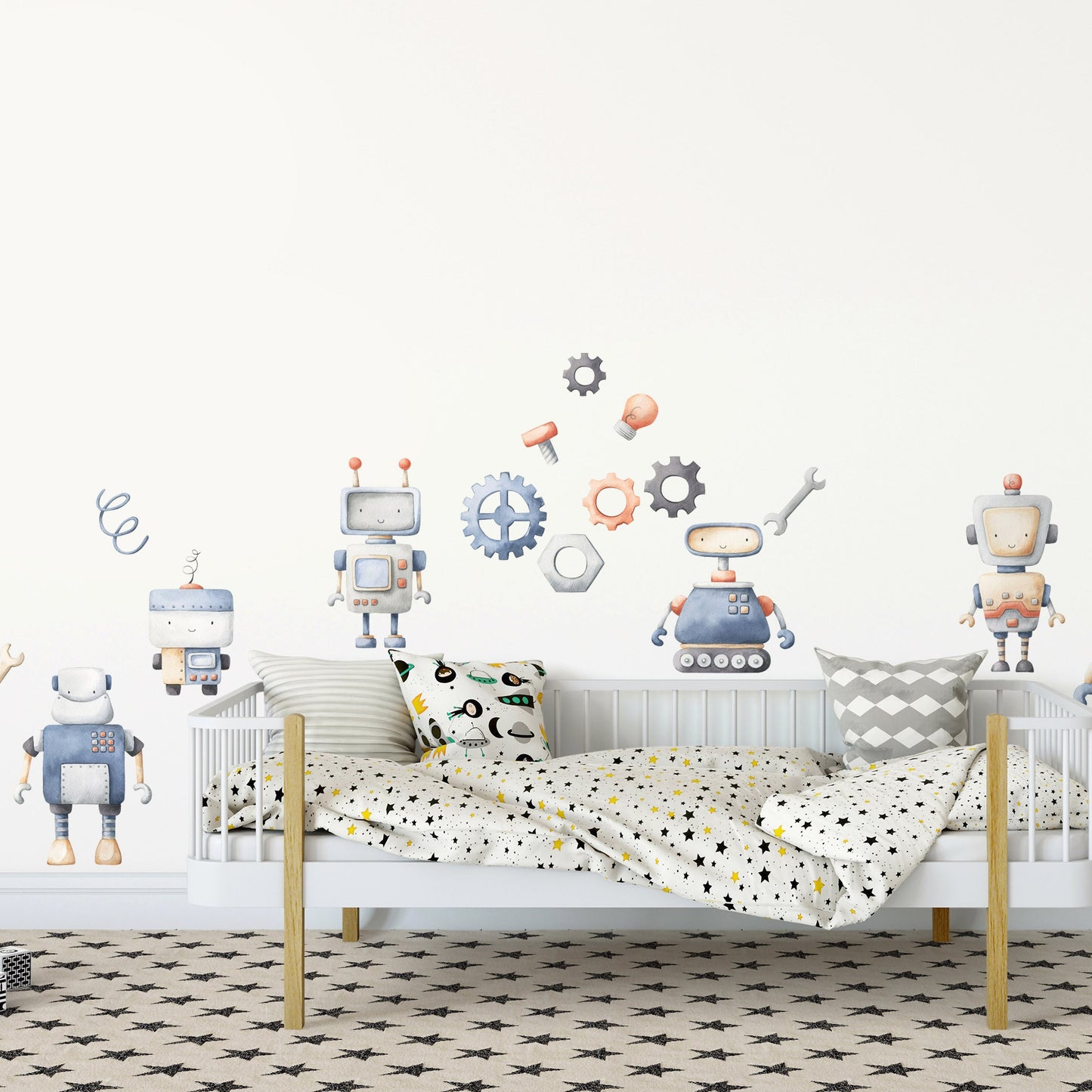 Robots Wall Decal, Robots Wall Sticker, Robots Wall Decor, Robotics Wall Decal for Kids Nursery Room Playroom Wall Decal