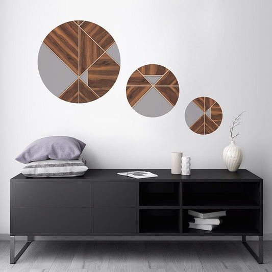 Wandtattoo Kreise aus Holz, Wandtattoo Punkte, Wandtattoo Kreise, Abstrakte Linien Wandkunst, Wohnzimmer Dekor, Home Styling Wanddekoration Kunst