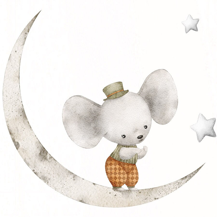 Cute Animals Wall Decal, Animals and Moon Wall Decal, Moon and Clouds Wall Decal, Forest Animals Wall Decal, Woodland Animals Wall Decal