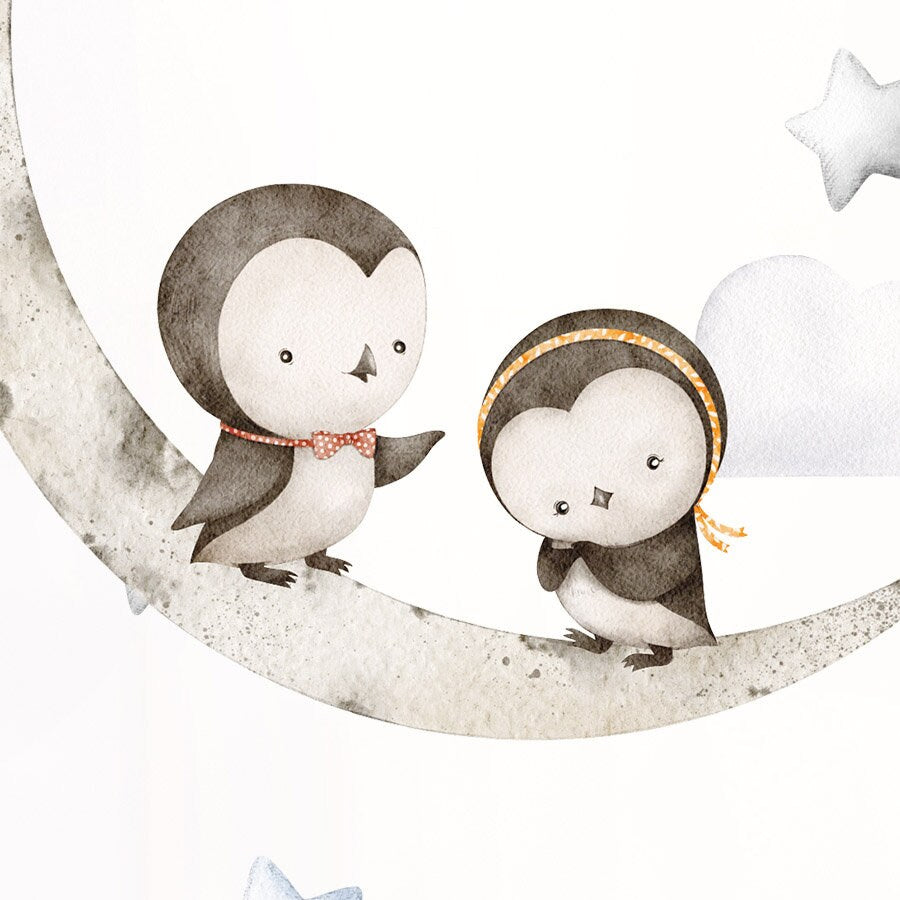 Animals Wall Decal, Moon Stars Wall Decal, Whale Wall decal, Penguins Wall Decal, Forest Animals Nursery Wall Decal, Kids Room Decor