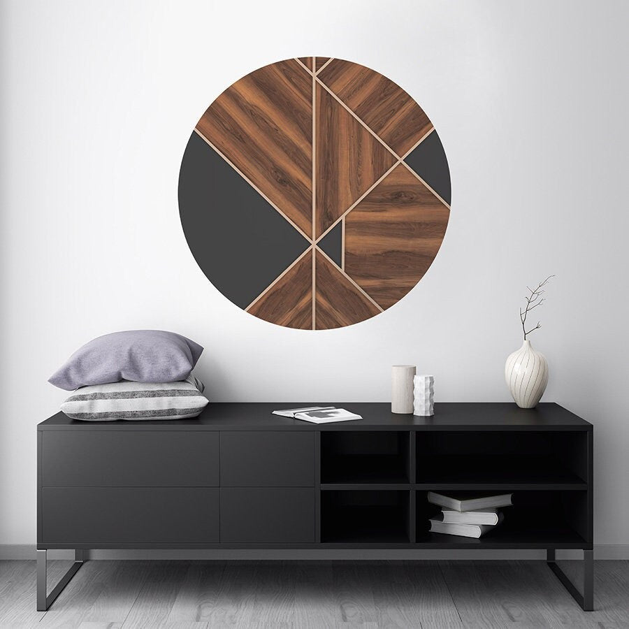 Circle Wall Decal, Circle Wall Sticker, Wood Wall Sticker, Geometric Wall Art, Abstract Shapes Wall Decal, Bed Room Wall Decor