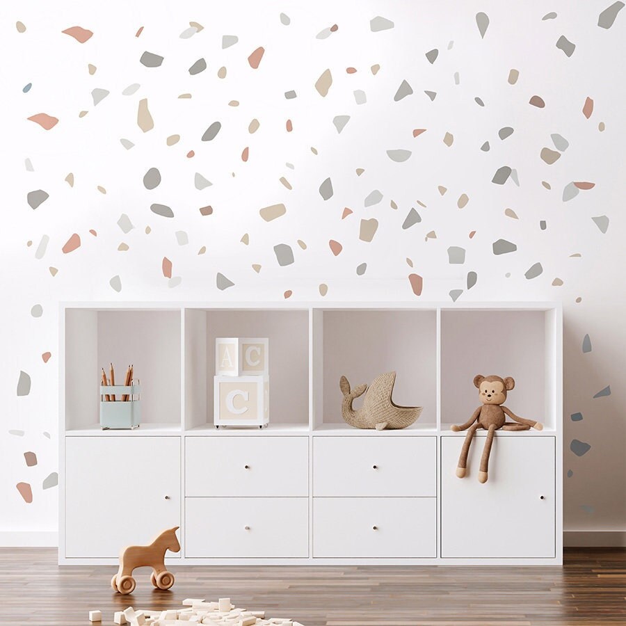 Terrazzo Wall Sticker, Blue Pastel Terrazzo Wall Sticker, Terrazzo Wall Decal, Marble Stones Wall Decal, Abstract Wall Stickers Wall Decor