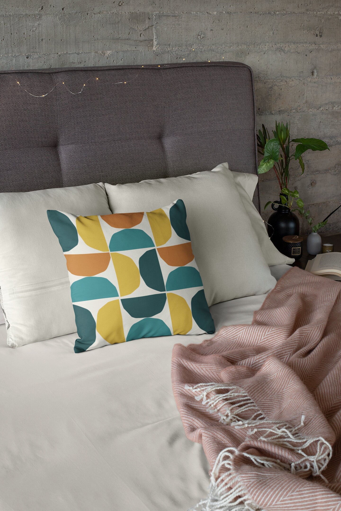 Spun Polyester Square Pillow, Abstract Colors Pillow, Geometric Retro Style Pillow, Living Room Decor Pillow, Modern Abstract Pillow Covers