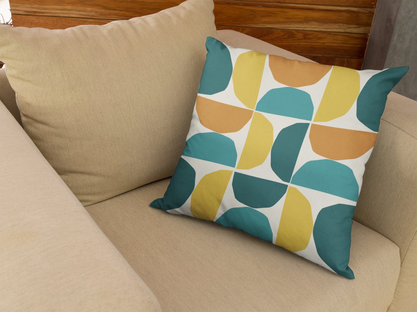 Spun Polyester Square Pillow, Abstract Colors Pillow, Geometric Retro Style Pillow, Living Room Decor Pillow, Modern Abstract Pillow Covers