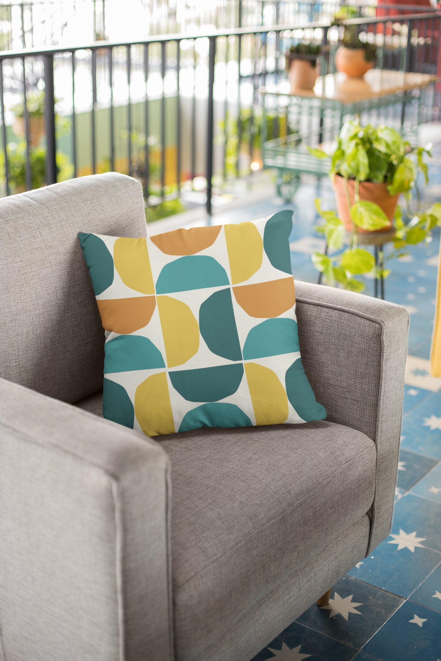 Spun Polyester Square Pillow, Abstract Colors Pillow, Geometric Retro Style Pillow, Living Room Decor Pillow, Modern Abstract Pillow Covers