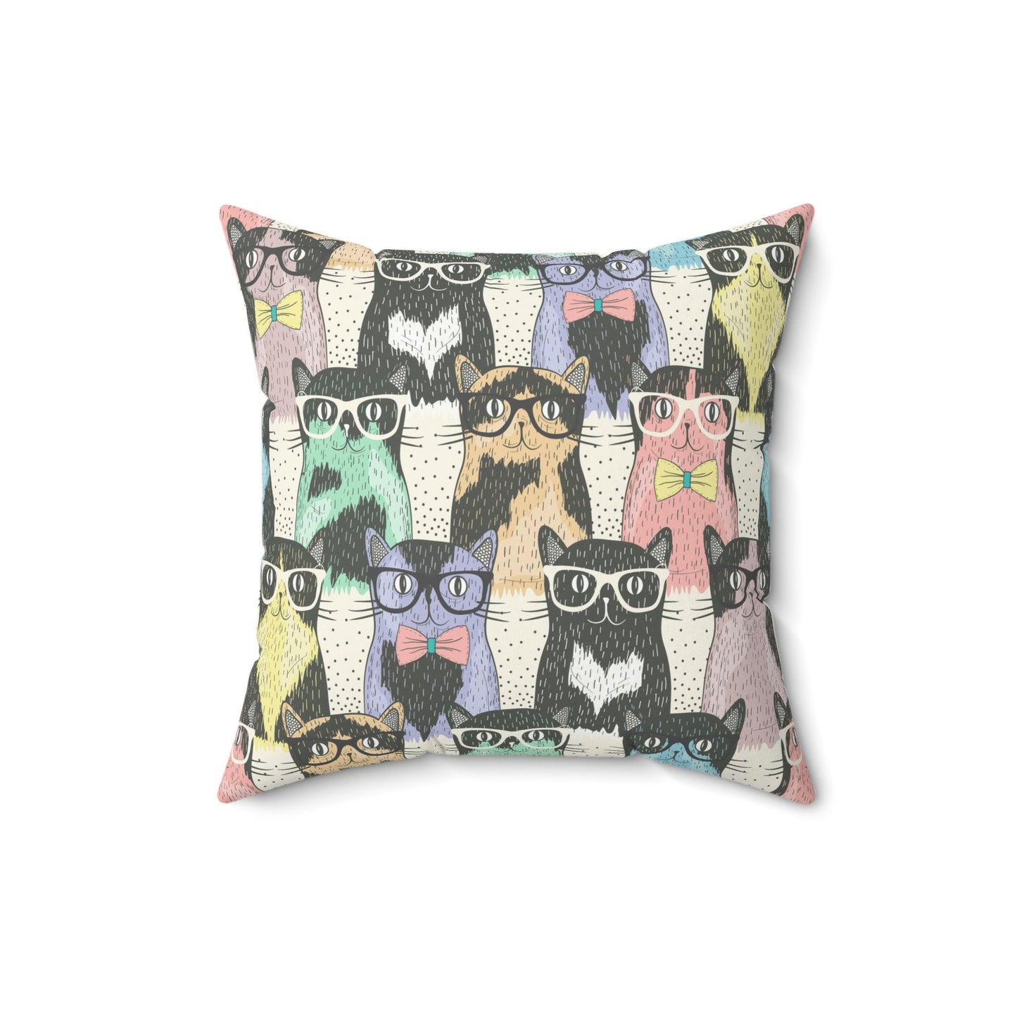 Hipster Cats Pillow, Spun Polyester Square Pillow, Decorative Pillow, Decorative Cushion and Pillow, Kids Room Pillow