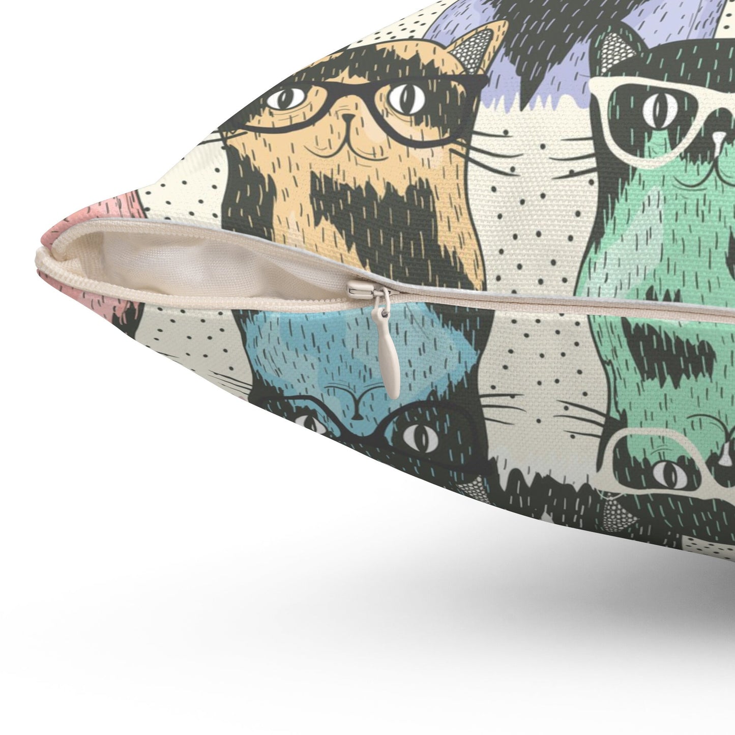 Hipster Cats Pillow, Spun Polyester Square Pillow, Decorative Pillow, Decorative Cushion and Pillow, Kids Room Pillow