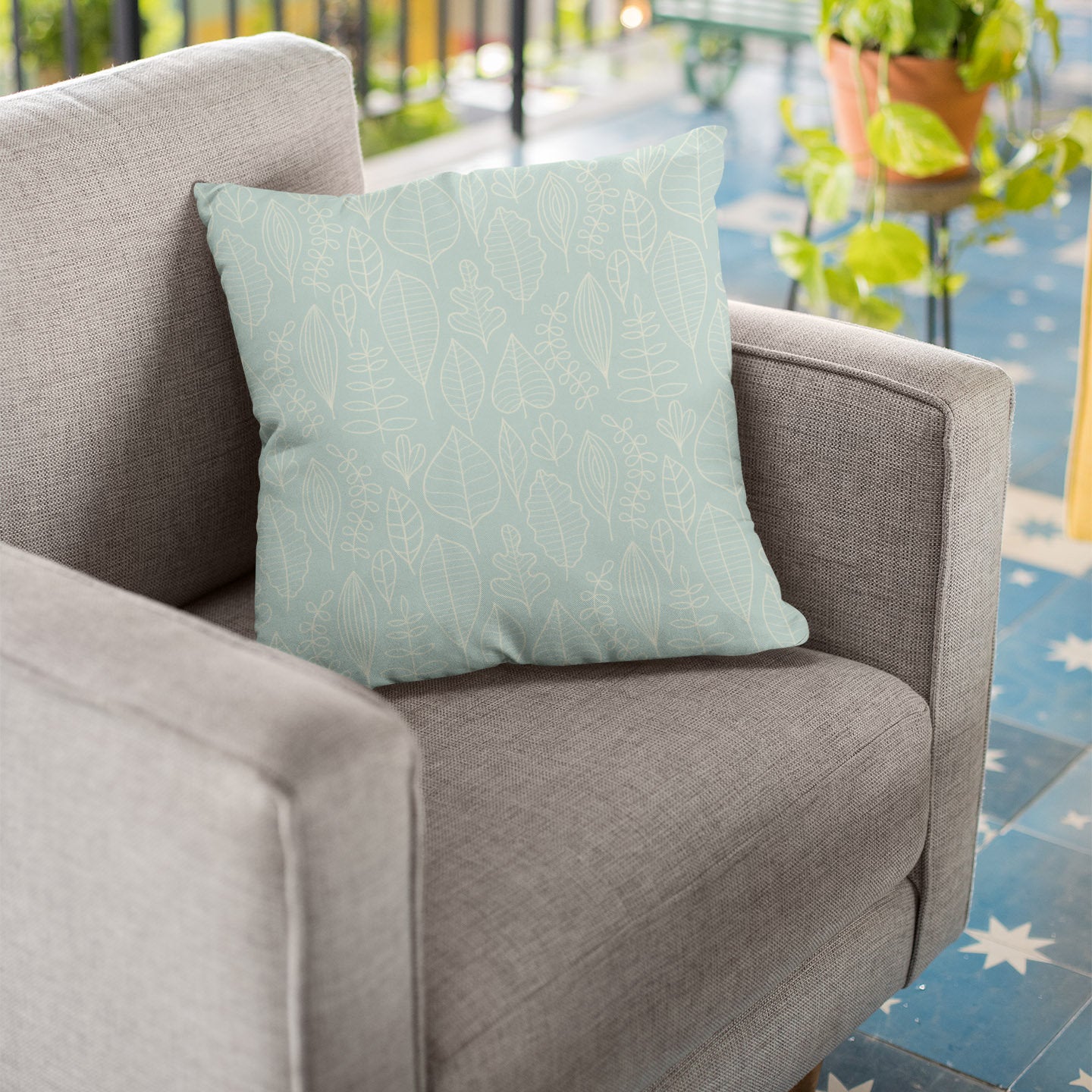 Leaves Pattern Pillow, Spun Polyester Square Pillow, Decorative Pillow, Decorative Cushion and Pillow, Double Sided Printing