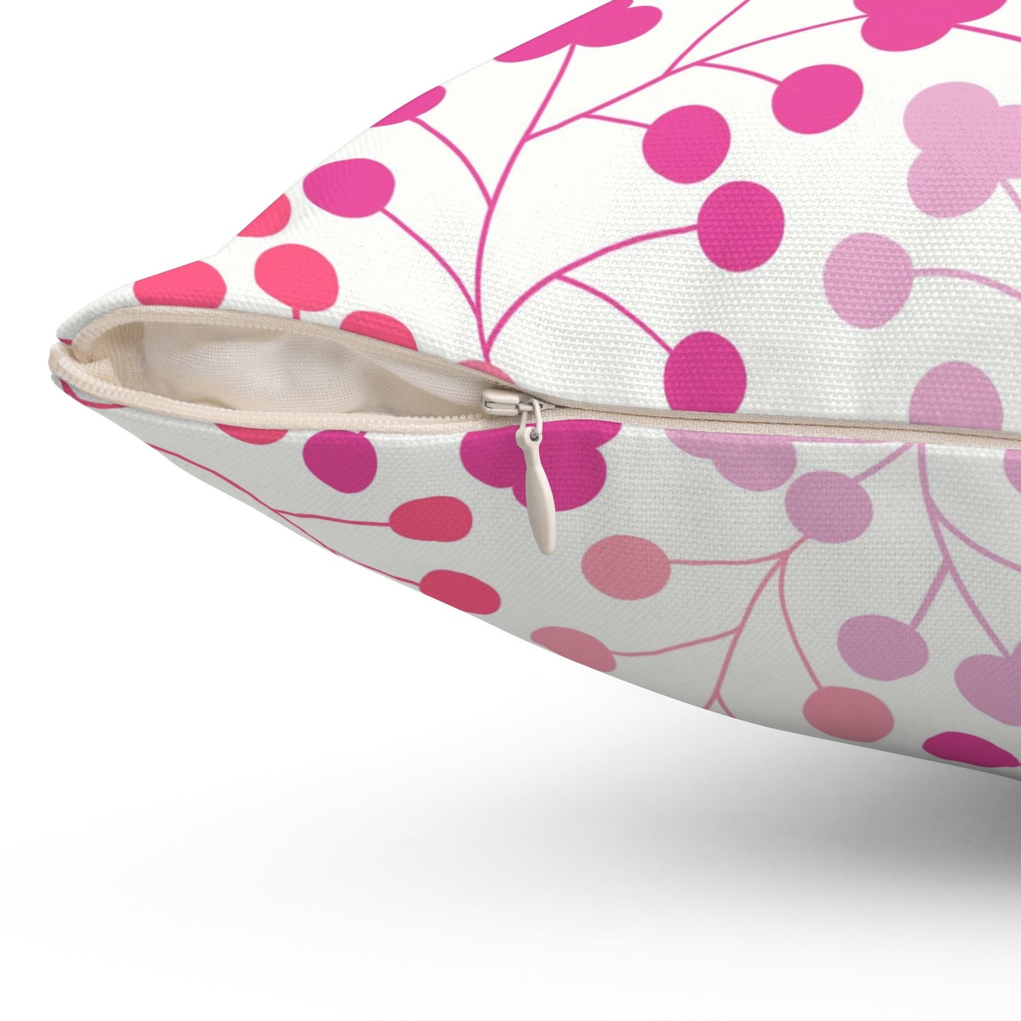 Pink Leaves Pattern Pillow, Spun Polyester Square Pillow, Decorative Cushion and Pillow for Room Decor