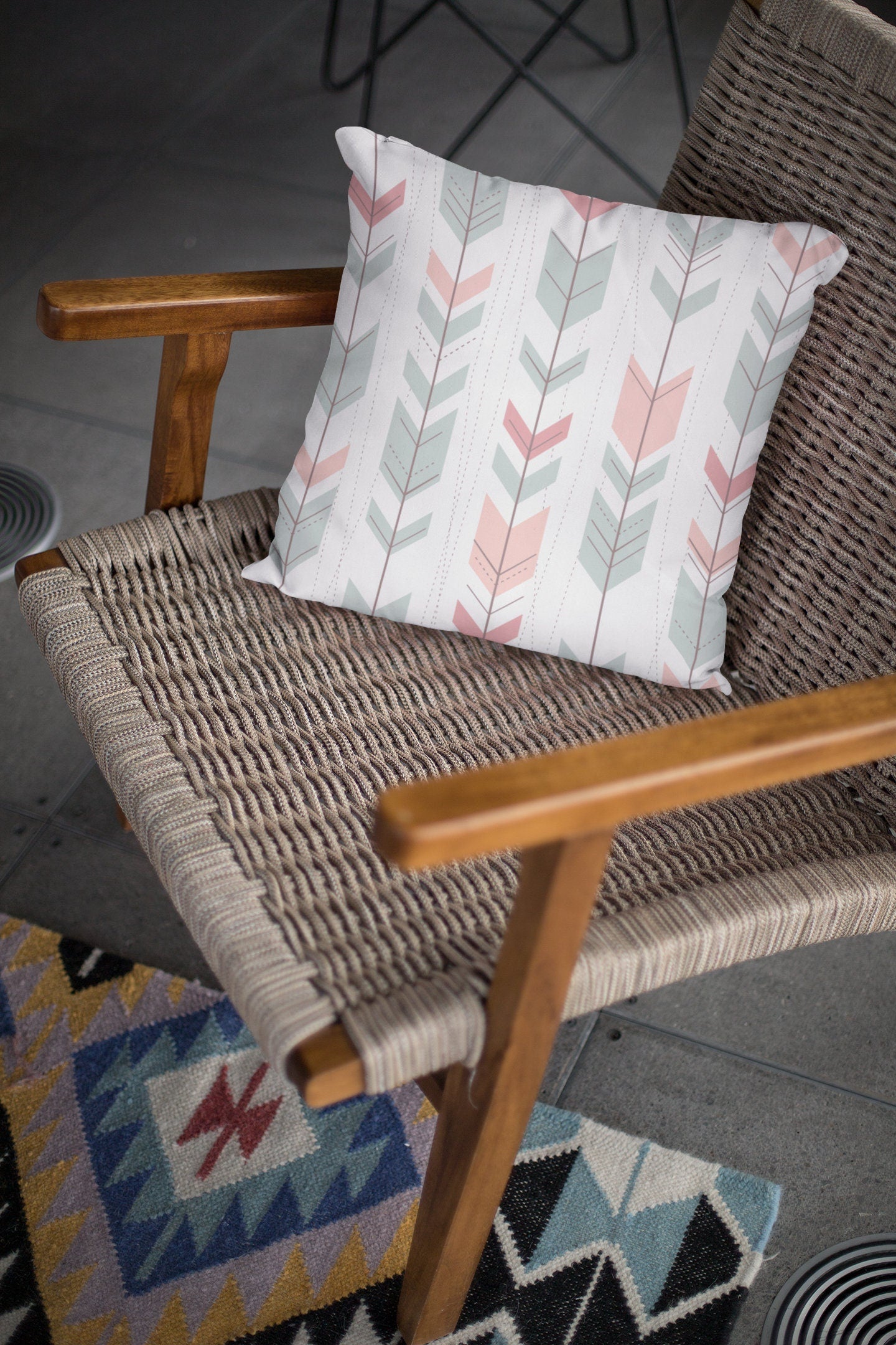 Ethnic Pattern Pillow, Spun Polyester Square Pillow, Geometric Pattern Decorative Cushion and Pillow, Double Sided Printing