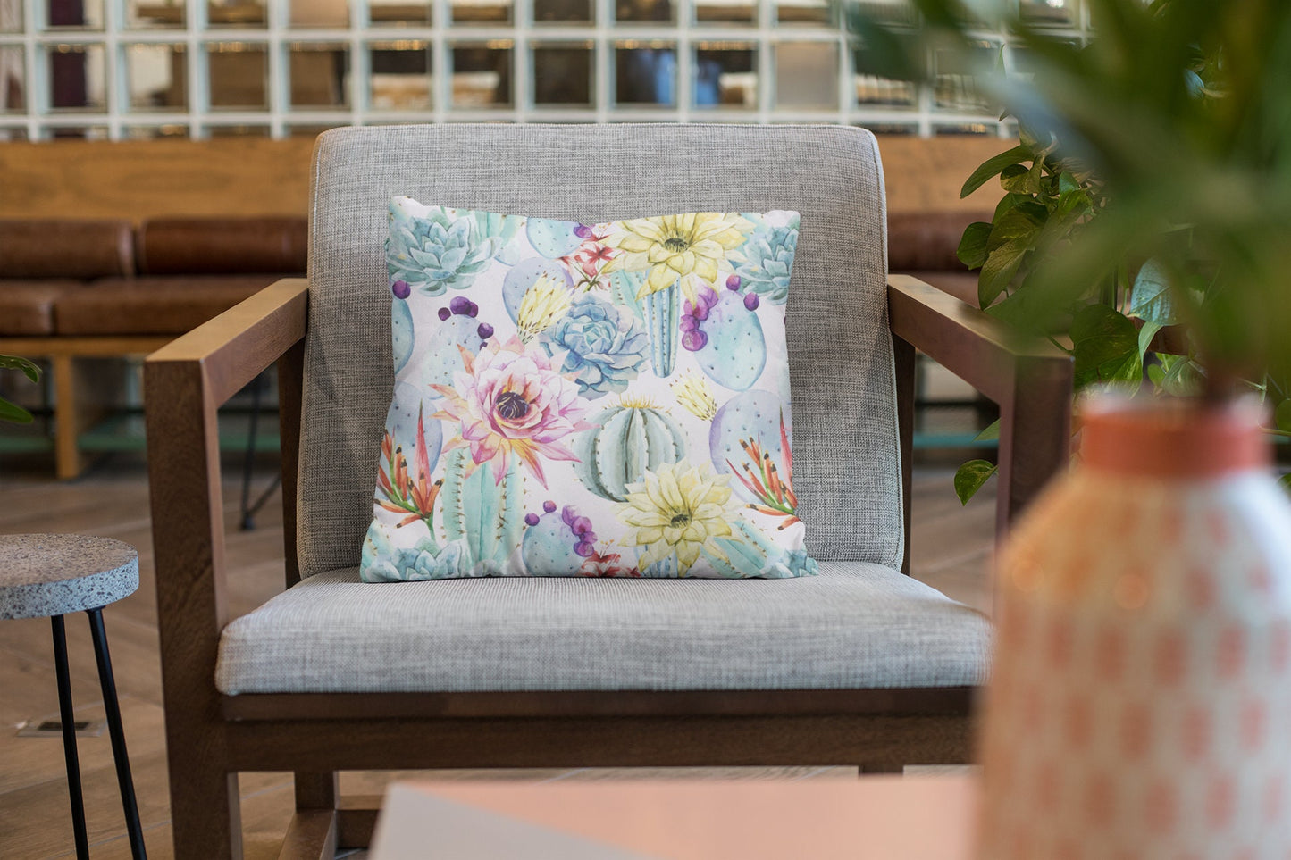 Cactus Pattern Pillow, Spun Polyester Square Pillow, Decorative Cushion and Pillow, Pillow and Pillow Cover, Double Sided Printing