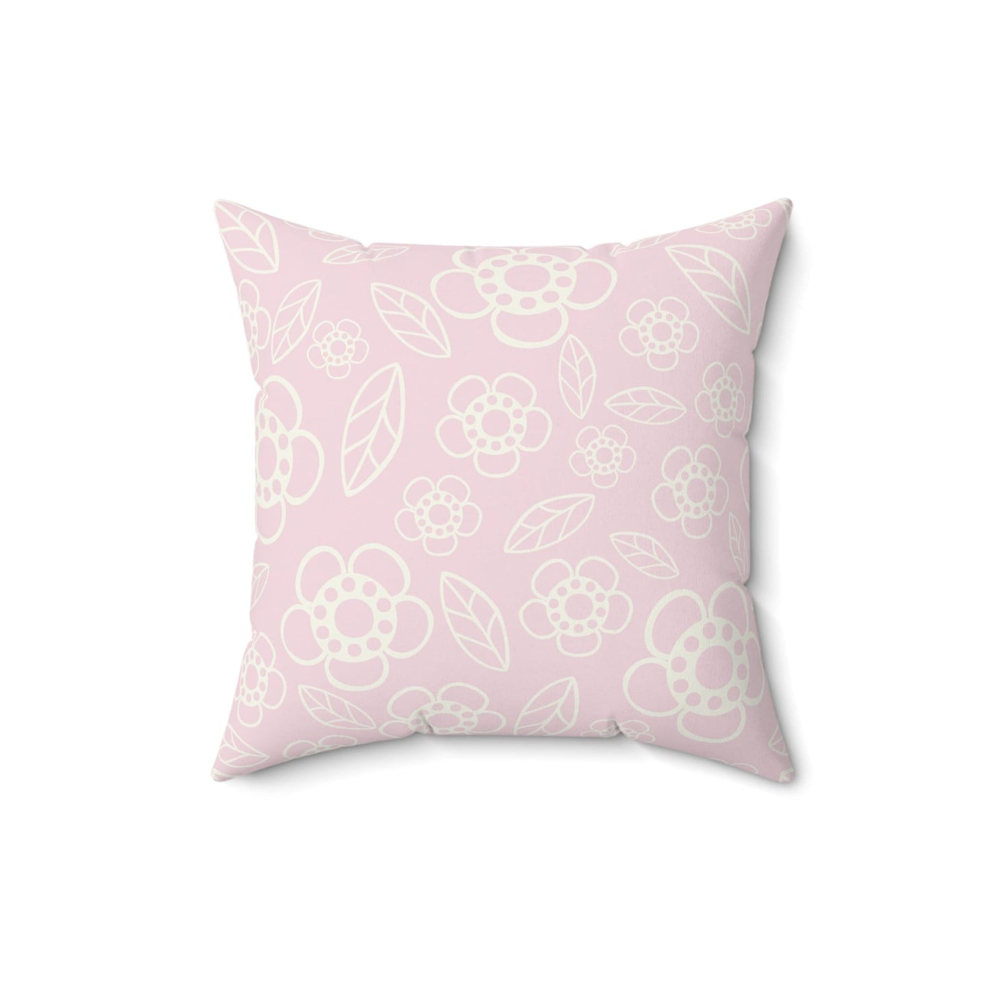 Pink Flowers Pattern Pillow, Spun Polyester Square Pillow, Decorative Cushion and Pillow for Room Decor, Nursery Room Pillow, Living Room