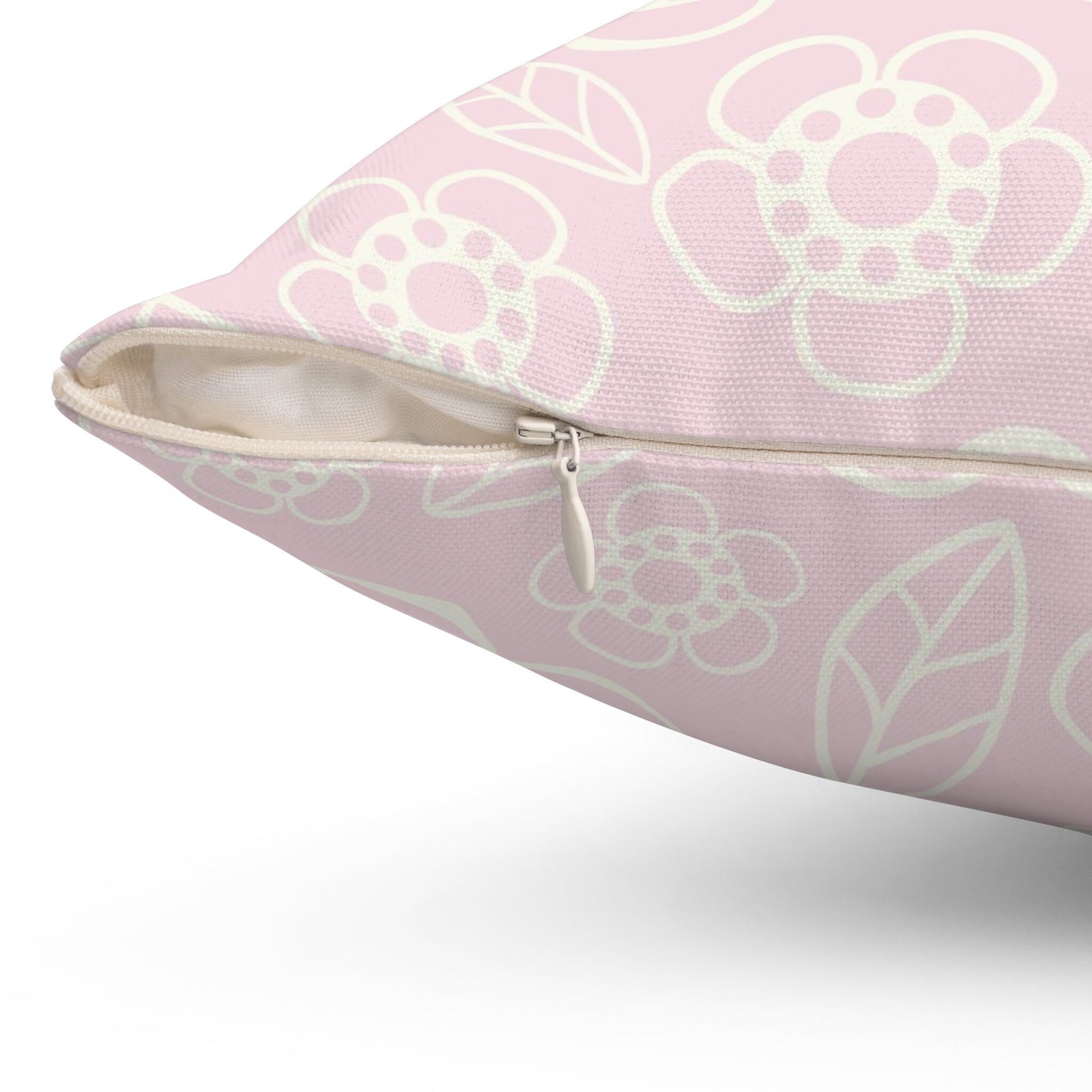 Pink Flowers Pattern Pillow, Spun Polyester Square Pillow, Decorative Cushion and Pillow for Room Decor, Nursery Room Pillow, Living Room
