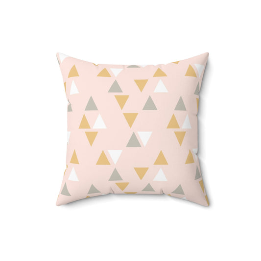 Geometrisches Kissen mit rosa Dreiecken, quadratisches Kissen aus gesponnenem Polyester, dekoratives Kissen und Kissen, doppelseitiger Druck, Kissen und Kissenbezug