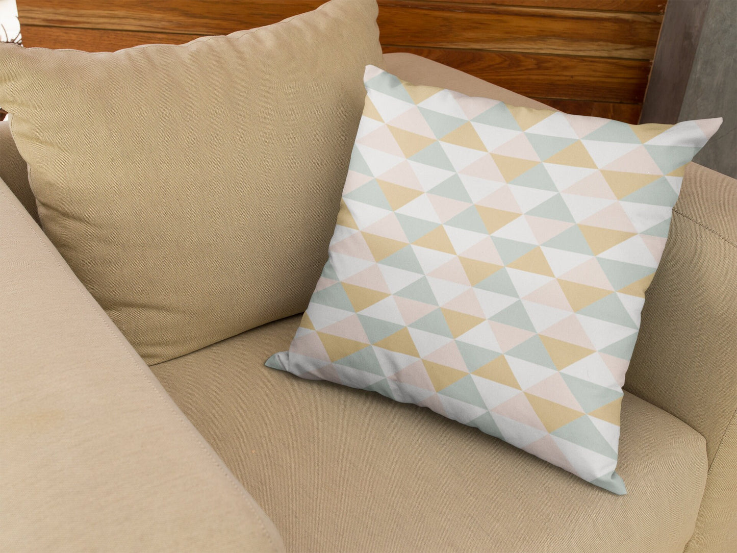 Pastel Colors Pattern Pillow, Geometric Shapes Spun Polyester Square Pillow, Decorative Cushion and Pillow, Double Sided Printing