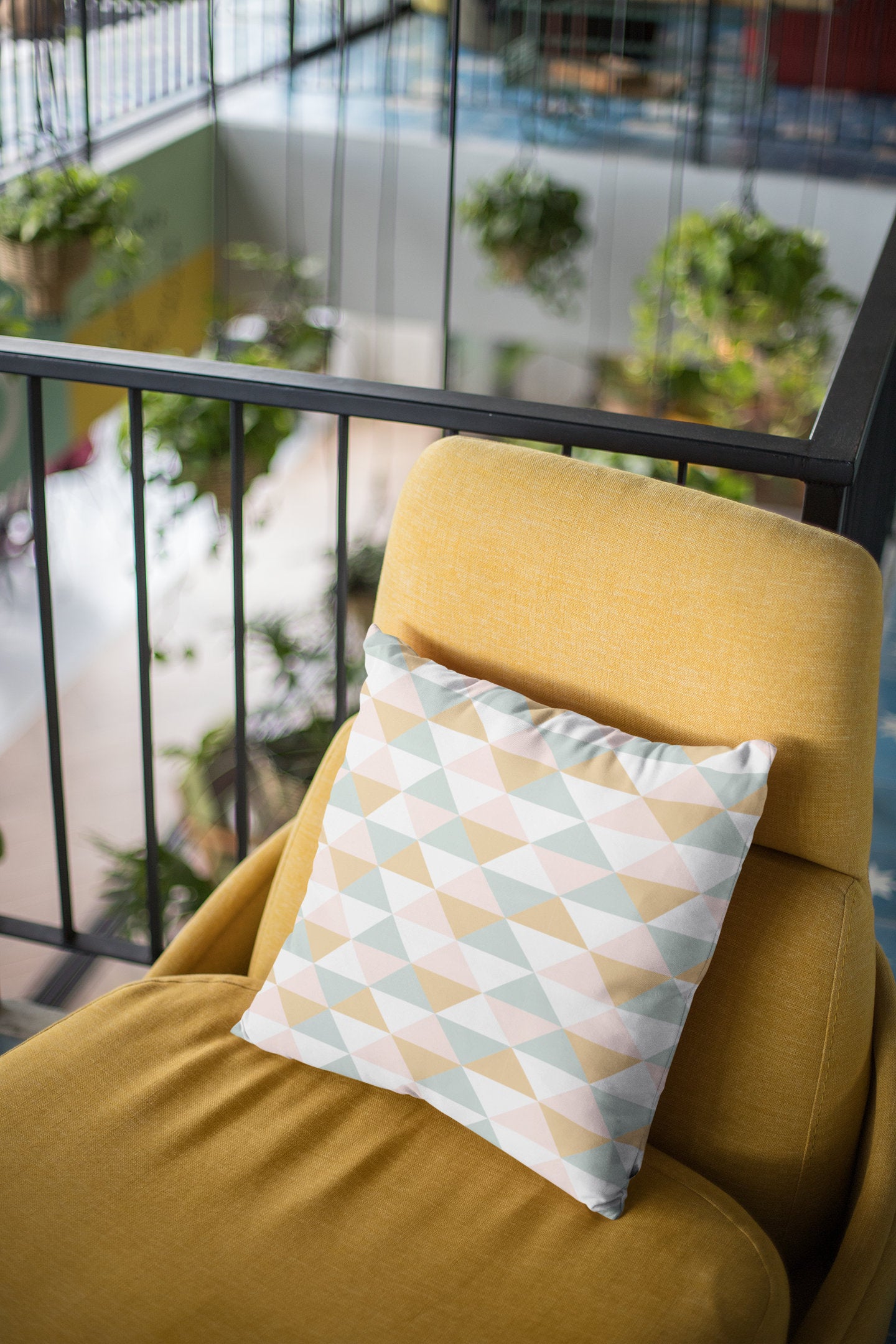 Pastel Colors Pattern Pillow, Geometric Shapes Spun Polyester Square Pillow, Decorative Cushion and Pillow, Double Sided Printing