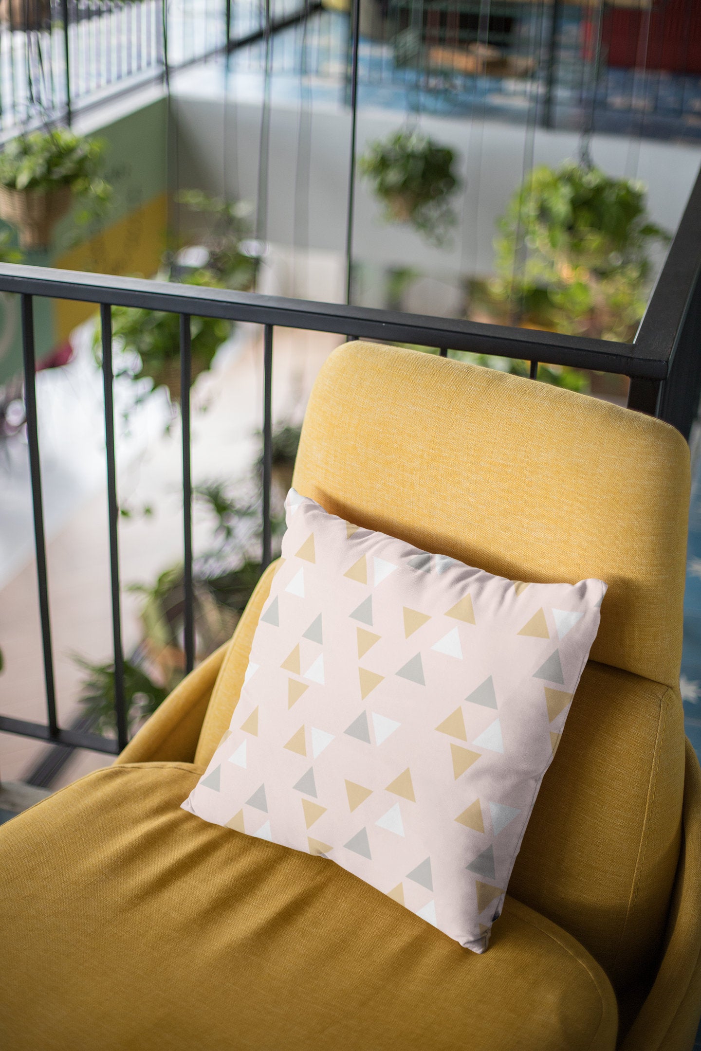 Pink Triangles Geometric Pillow, Spun Polyester Square Pillow, Decorative Cushion and Pillow, Double Sided Printing, Pillow and Pillow Cover