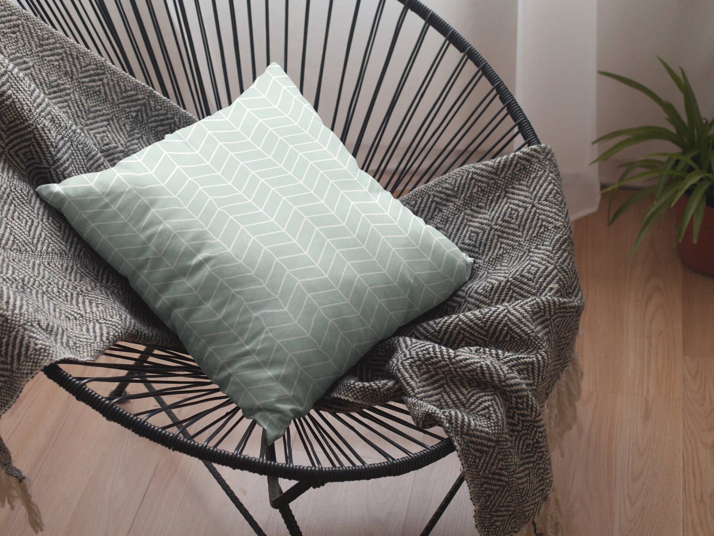 Herringbone Pattern Pillow, Lines Pattern Spun Polyester Square Pillow, Decorative Cushion and Pillow for Room Decor, Living Room Pillow