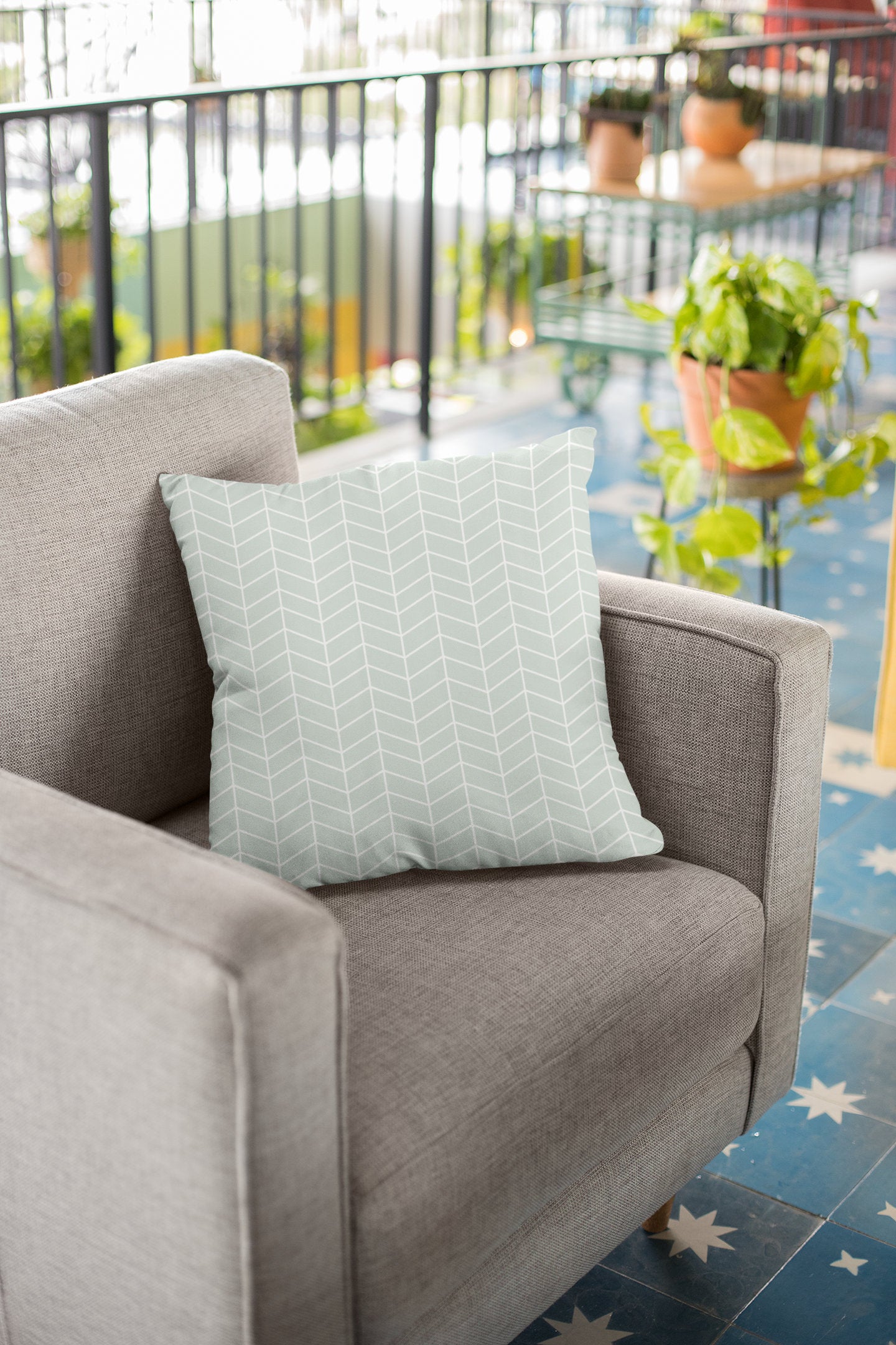 Herringbone Pattern Pillow, Lines Pattern Spun Polyester Square Pillow, Decorative Cushion and Pillow for Room Decor, Living Room Pillow