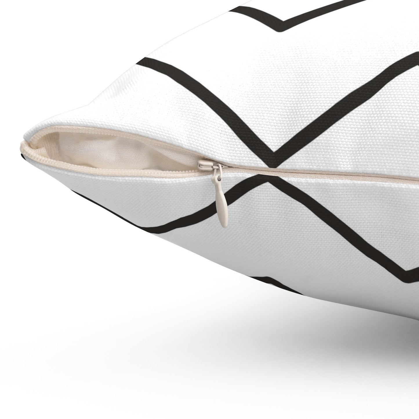 Zigzag Pattern Throw Pillow, Black and White Decorative Pillow, Geometric Shapes Spun Polyester Square Pillow, Decorative Cushion and Pillow