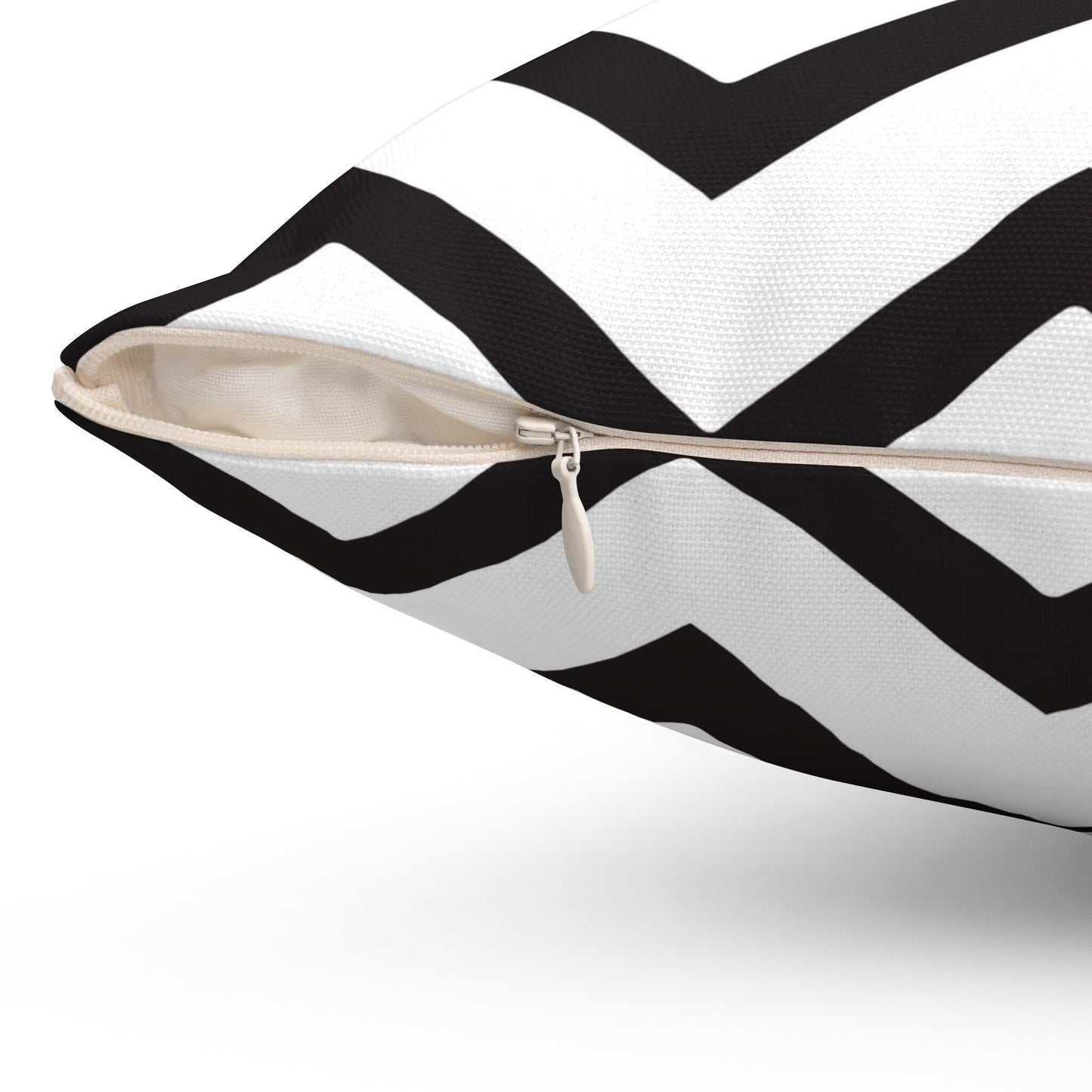 Coussin à motif zigzag, coussin décoratif noir et blanc, coussin à formes géométriques, coussin carré et housse en polyester filé