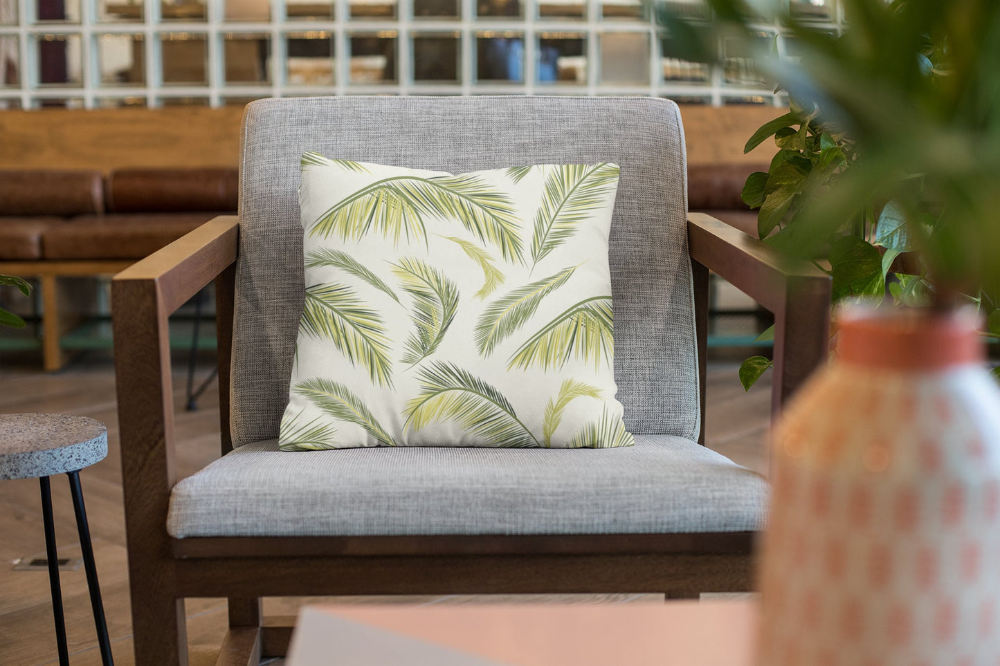 Tropical Leaves Pillow, Spun Polyester Square Pillow, Decorative Cushion and Pillow for Room Decor, Leaves Decorative Pillow