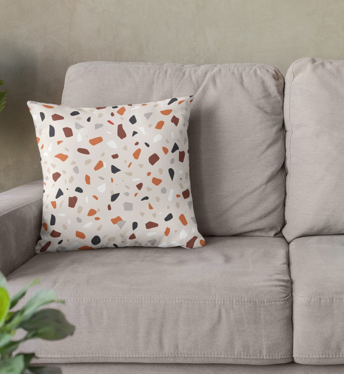 Terrazzo Stone Pattern Pillow, Polyester Square Pillow, Decorative Pillow, Stones Pattern Double Sided Printing, Terrazzo Throw Pillow