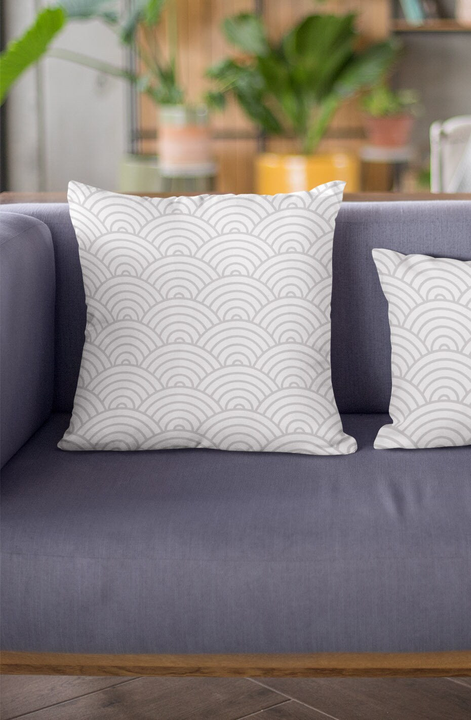 Waves Pattern Throw Pillow, Decorative Pillow, Geometric Shapes Pattern Spun Polyester Square Pillow, Decorative Cushion and Pillow