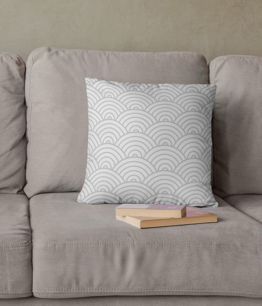Waves Pattern Throw Pillow, Decorative Pillow, Geometric Shapes Pattern Spun Polyester Square Pillow, Decorative Cushion and Pillow