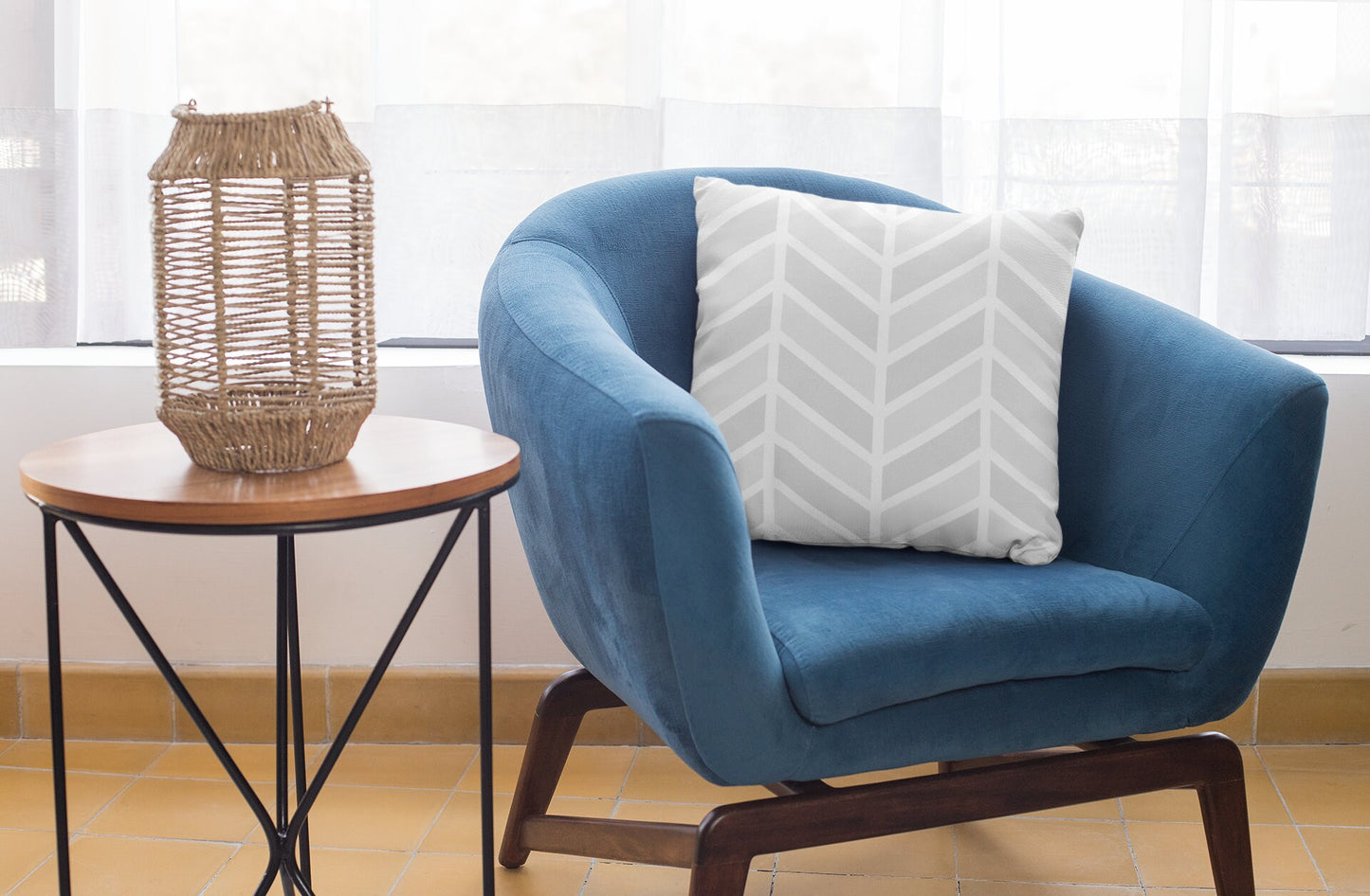 Herringbone Pattern Pillow, Zigzag Geometric Polyester Square Pillow, Decorative Pillow, Stones Pattern Double Sided Printing