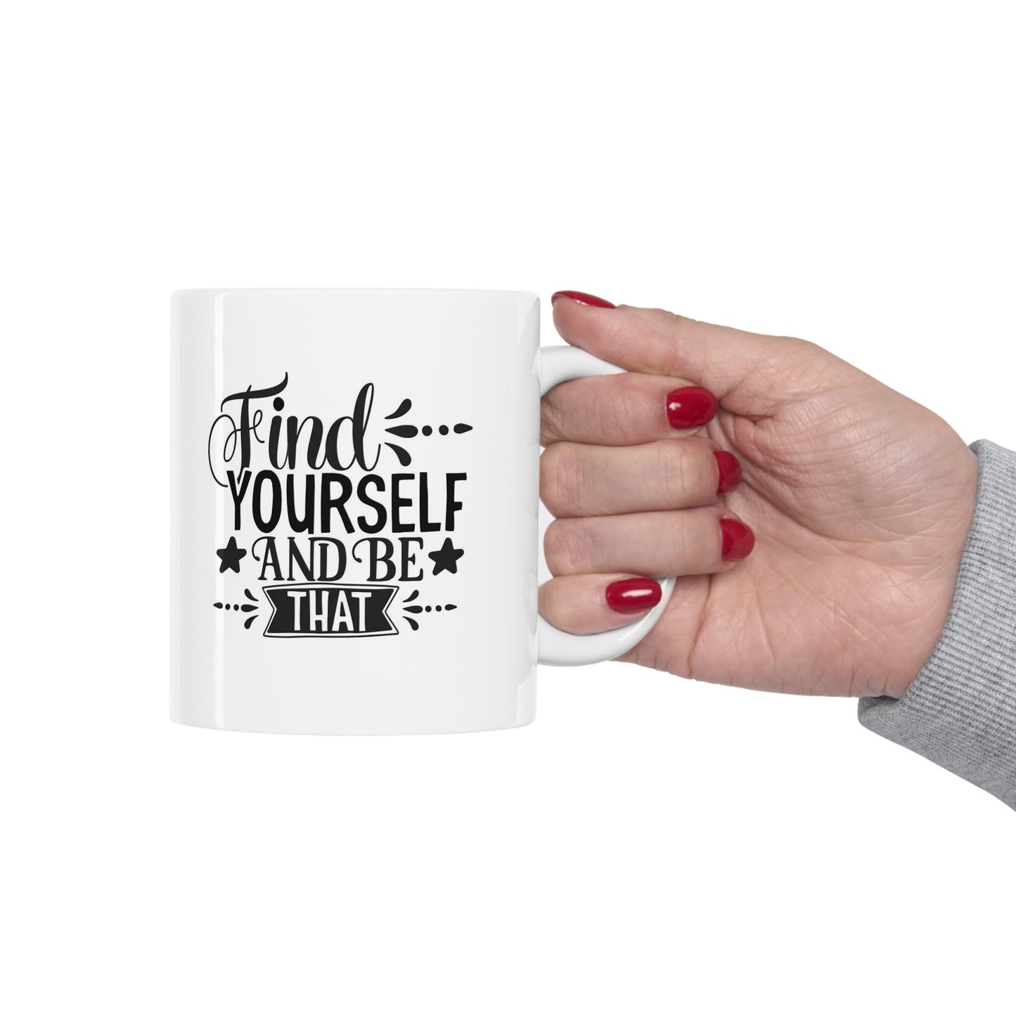 Inspirational Mug, Find Yourself Inspirational Quote Mug, Gift Mug, White Ceramic Coffee Mug 11oz, Birthday Gift