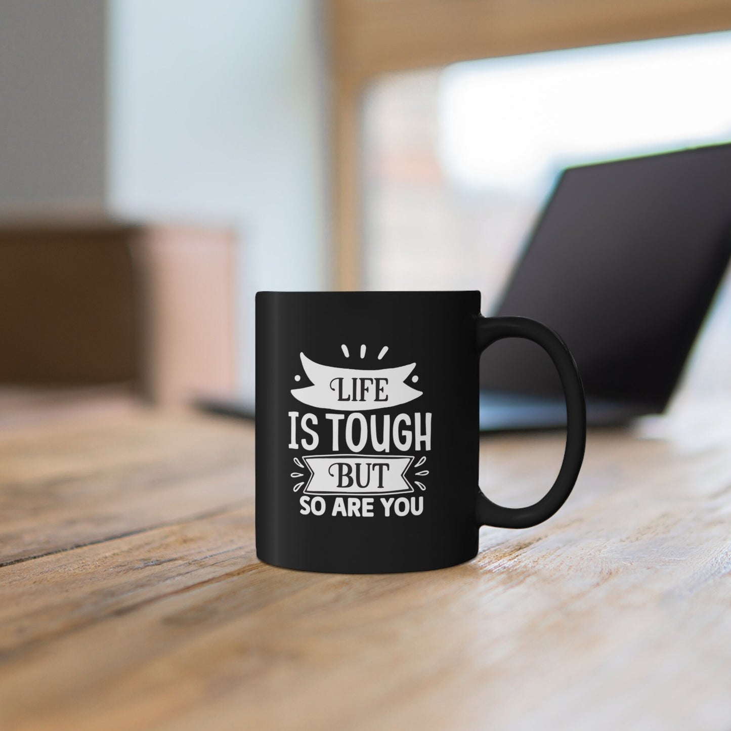Cadeau d'anniversaire, tasse personnalisée, tasse de motivation, tasse inspirante avec citation, la vie est dure, mais vous aussi, tasse à café en céramique noire 11 oz