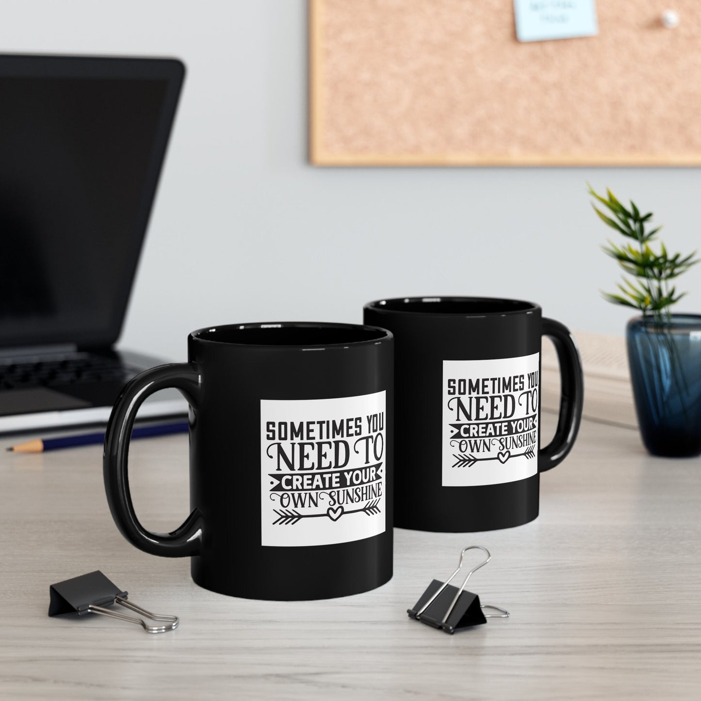Tasse à café en céramique noire avec citation, tasse inspirante, tasse cadeau, tasse de motivation, parfois vous devez créer votre propre soleil