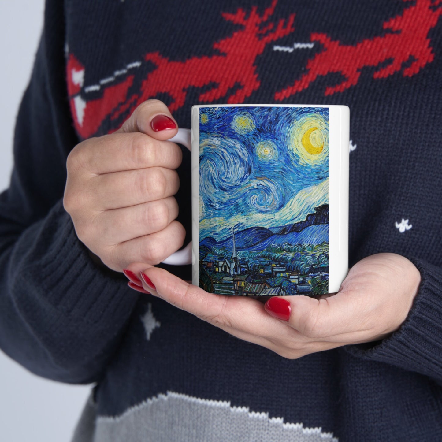 Vincent Van Gogh's The Starry Night painting Mug, Fine Art Mug Cup, Birthday Gift Mug, White Ceramic Coffee Mug 11oz