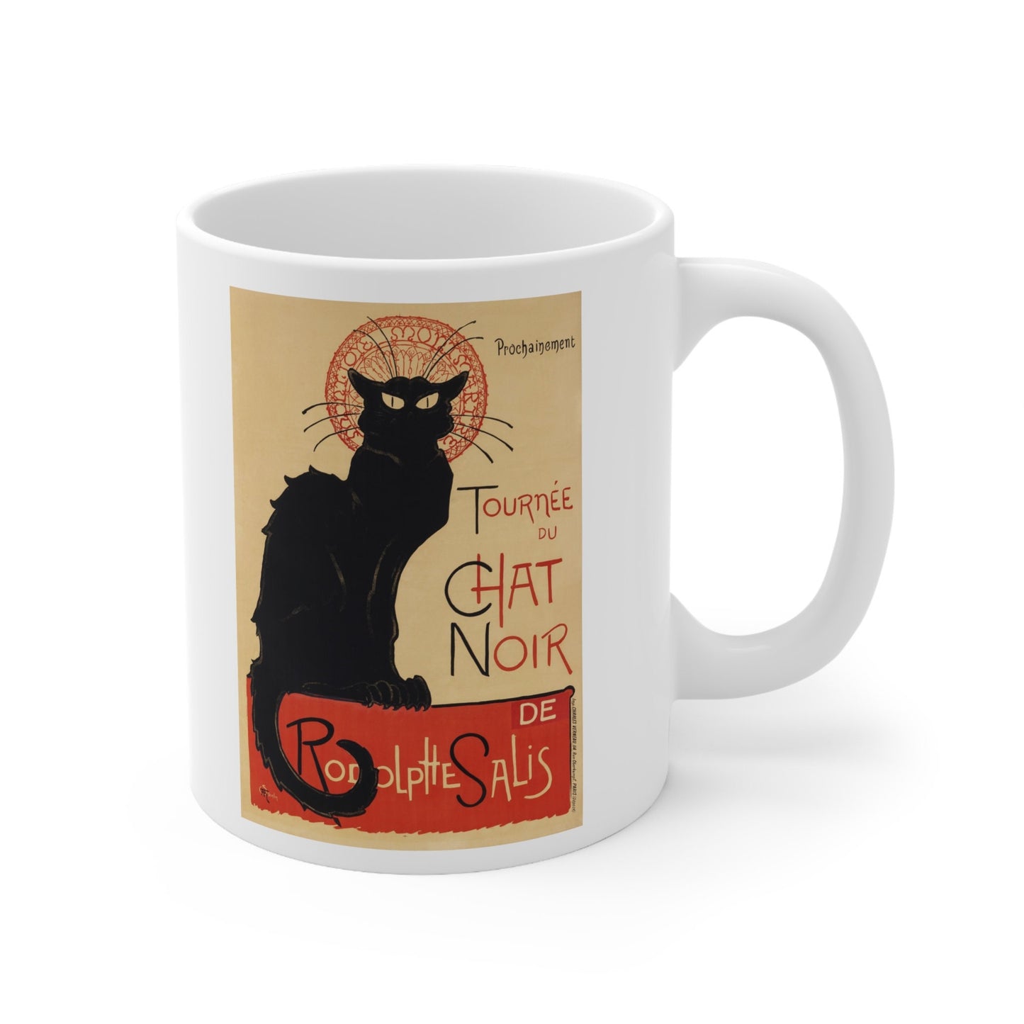 Tourne du Chat Noir by Thophile Alexandre Steinlen Mug, Painting Art Mug, White Ceramic Coffee Mug 11oz, Birthday Gift