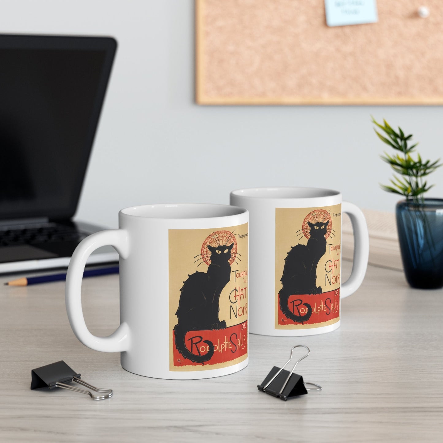 Tourne du Chat Noir by Thophile Alexandre Steinlen Mug, Painting Art Mug, White Ceramic Coffee Mug 11oz, Birthday Gift