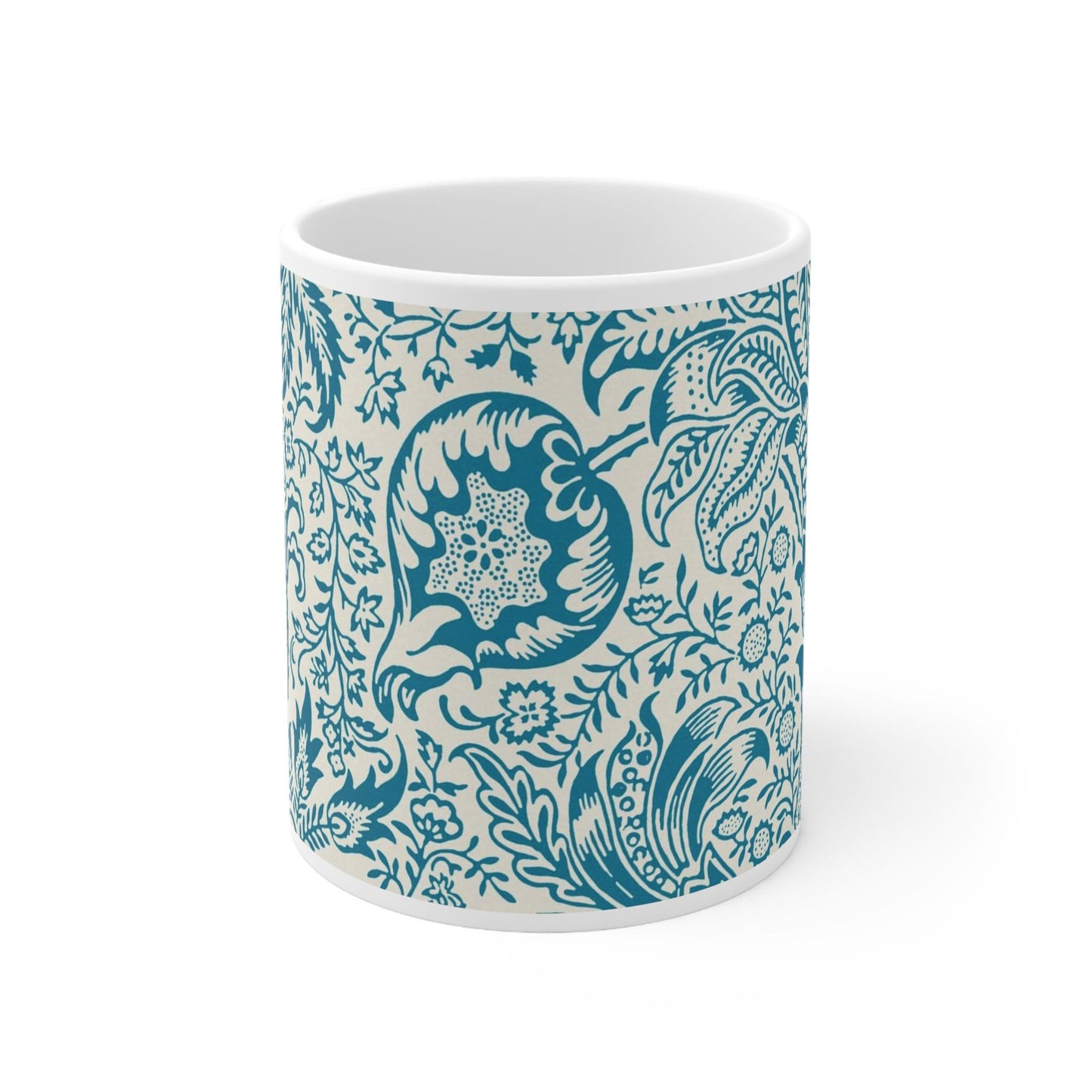 William Morris's Indian Pattern Mug, Birthday Gift Mug, White Ceramic Coffee Mug 11oz, Fine Art Mug Cup