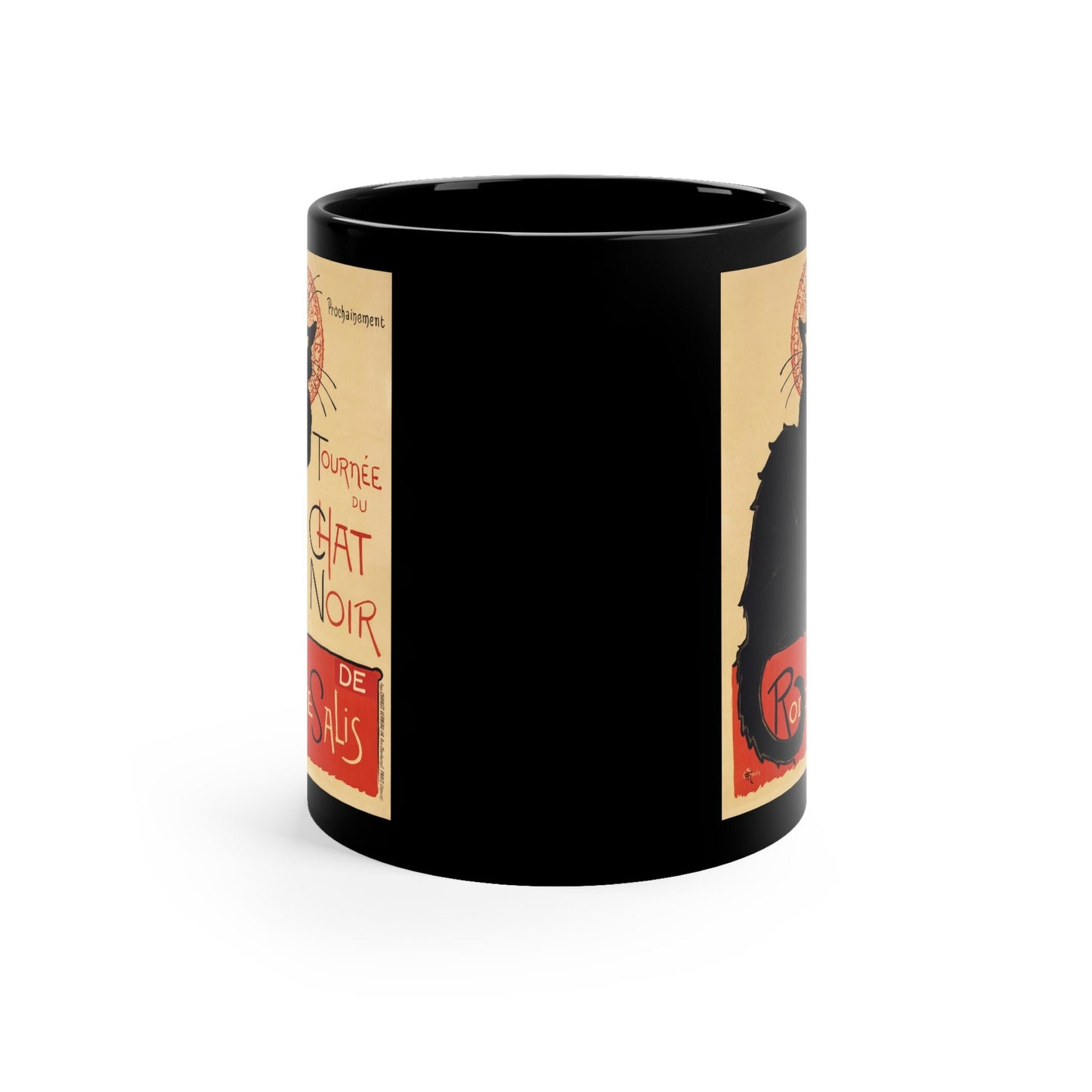 Tourne du Chat Noir by Thophile Alexandre Steinlen Black Ceramic Mug, Fine Art Mug, Ceramic Coffee Mug 11oz, Birthday Gift