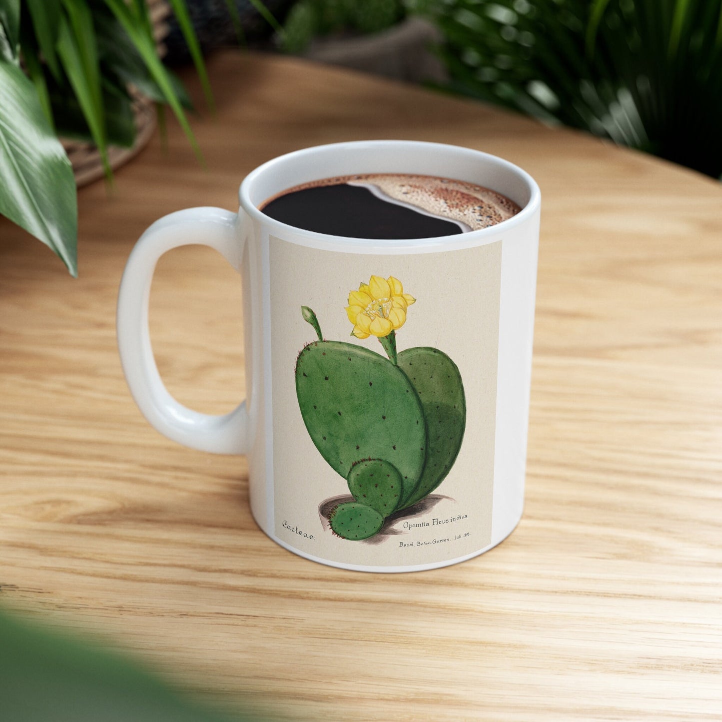 Cactus Mug, Mug with Cactus, Birthday Gift Mug, White Ceramic Coffee Mug 11oz, Fine Art Mug, Cactus Cup for Coffee Tea, Familie Der Cacteen