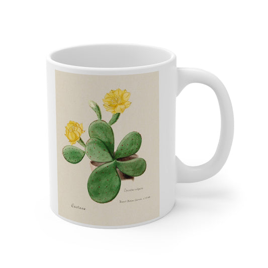 Mug with Cactus, Cactus Mug, Birthday Gift Mug, White Ceramic Coffee Mug 11oz, Fine Art Mug, Cup for Coffee or Tea, Familie Der Cacteen