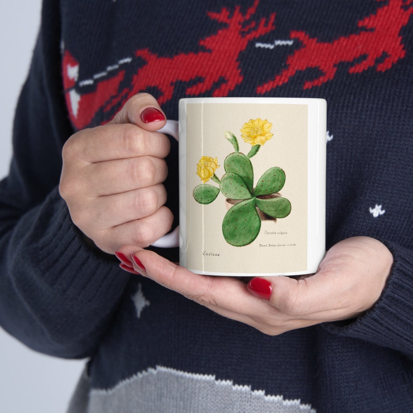 Mug with Cactus, Cactus Mug, Birthday Gift Mug, White Ceramic Coffee Mug 11oz, Fine Art Mug, Cup for Coffee or Tea, Familie Der Cacteen