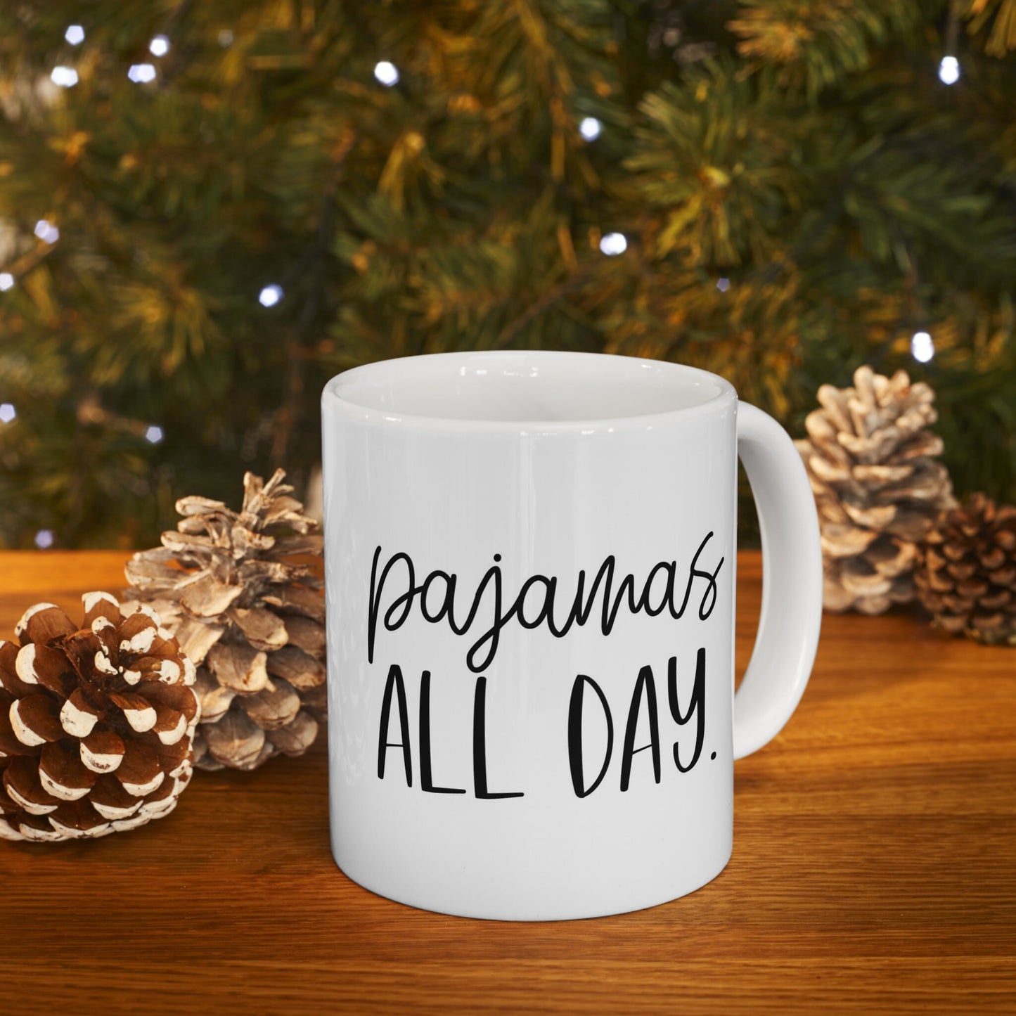 Tasse à café en pyjama toute la journée, tasse drôle, tasse à café cadeau, tasse à café avec citations, tasse à café en céramique blanche 11 oz, tasse pour café ou thé