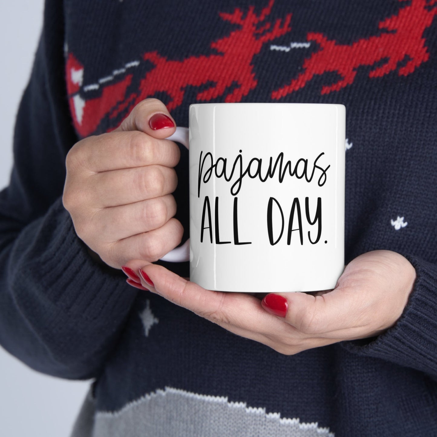 Tasse à café en pyjama toute la journée, tasse drôle, tasse à café cadeau, tasse à café avec citations, tasse à café en céramique blanche 11 oz, tasse pour café ou thé