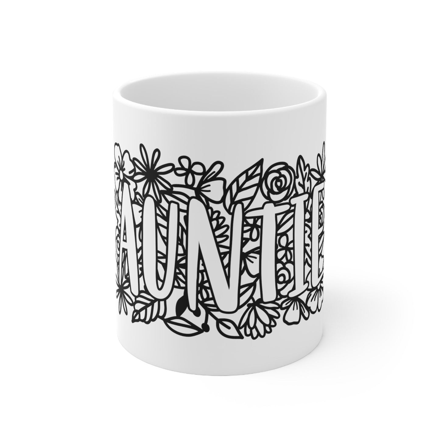 Auntie Gift Mug for Aunts, Auntie Flower Mug, Funny Mug, Gift Coffee Mug, Coffee Quotes Mug, Cup for Coffee, Ceramic Coffee Mug