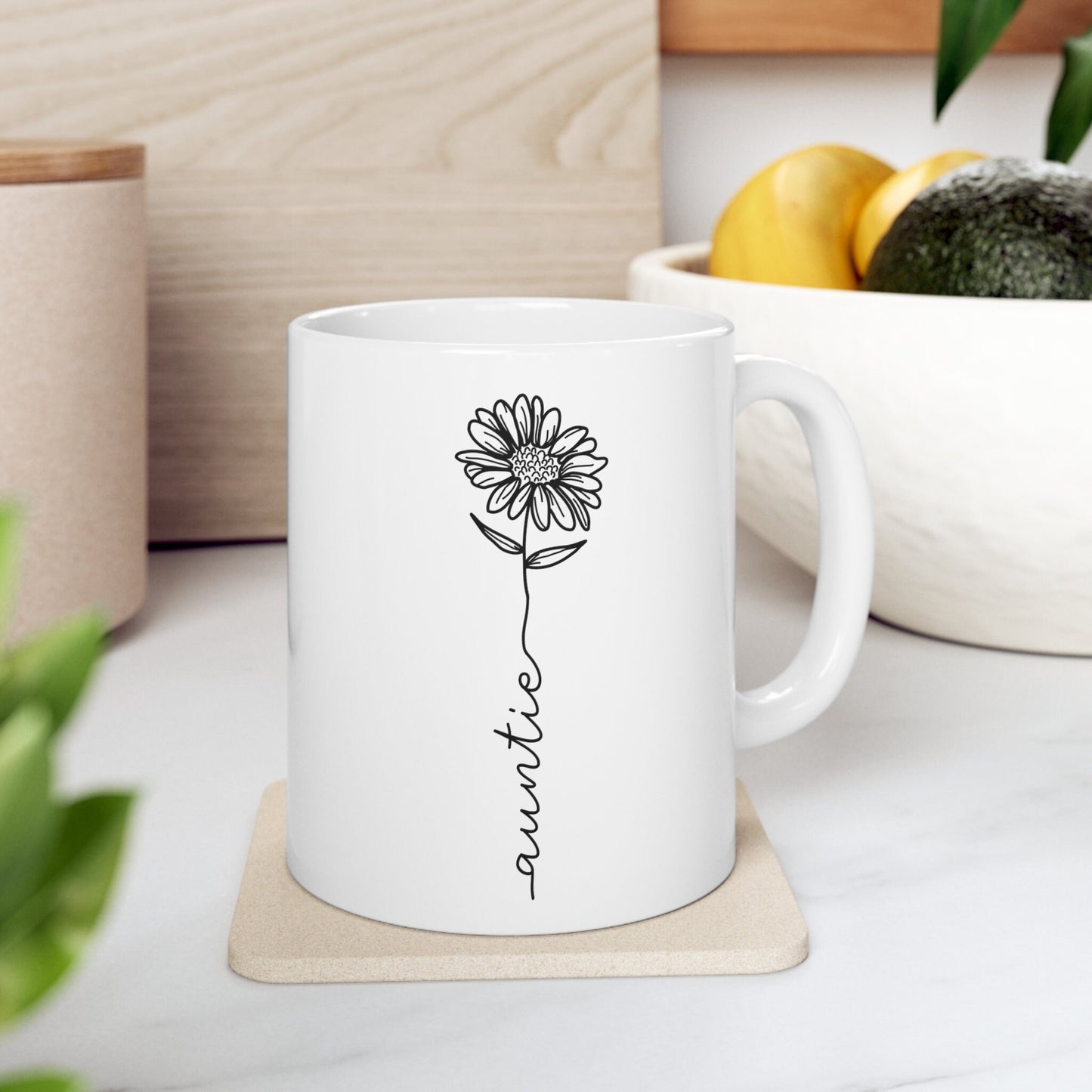 Tasse cadeau pour tantes, tasse à tige de fleur pour tante, tasse drôle, tasse à café cadeau, tasse à citations sur le café, tasse à café, tasse à café en céramique blanche