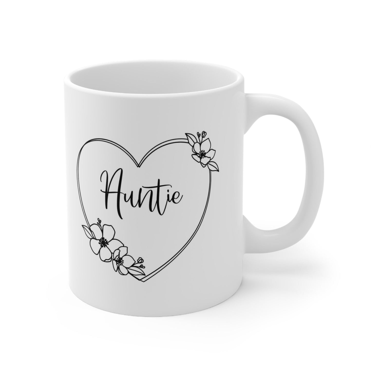 Tasse cadeau pour tantes, tasse tante en forme de cœur avec fleur, tasse drôle, tasse à café, tasse avec citations sur le café, tasse à café, tasse à café en céramique blanche