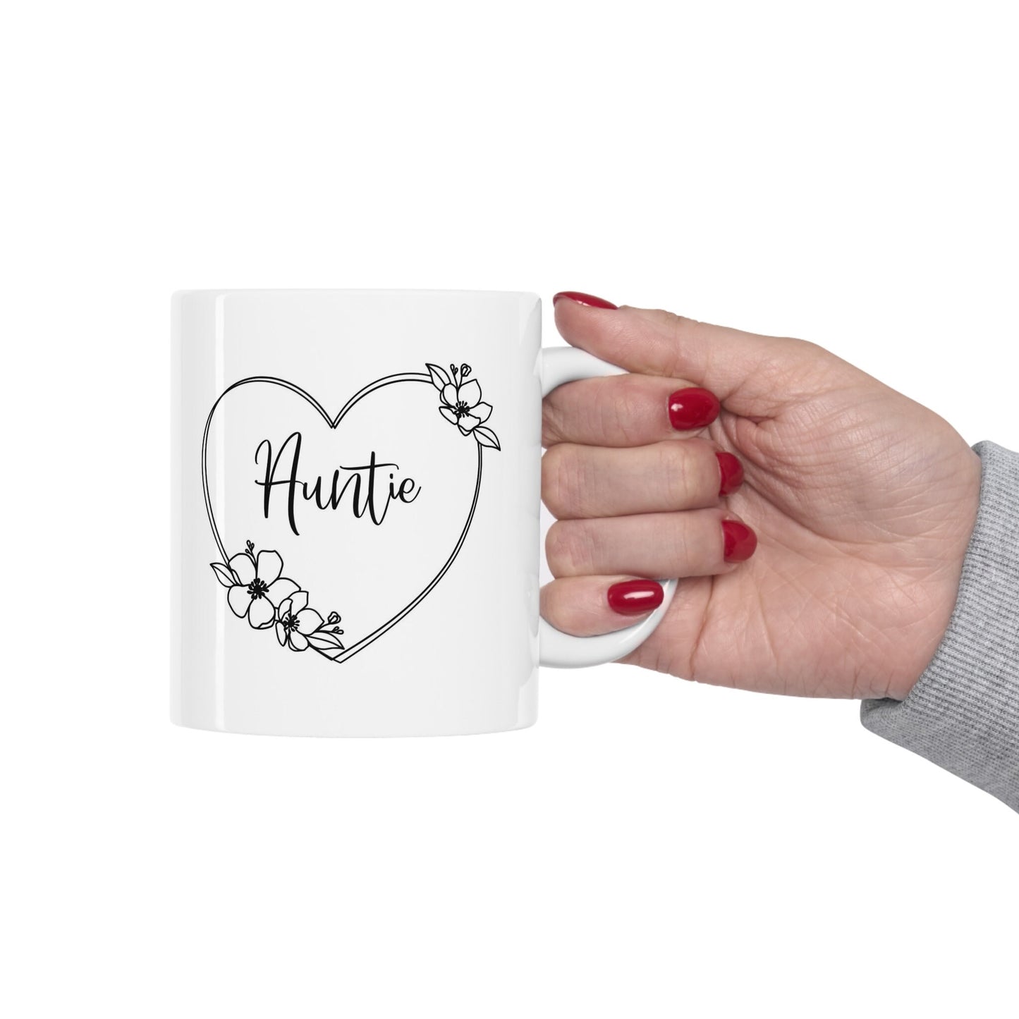 Tasse cadeau pour tantes, tasse tante en forme de cœur avec fleur, tasse drôle, tasse à café, tasse avec citations sur le café, tasse à café, tasse à café en céramique blanche